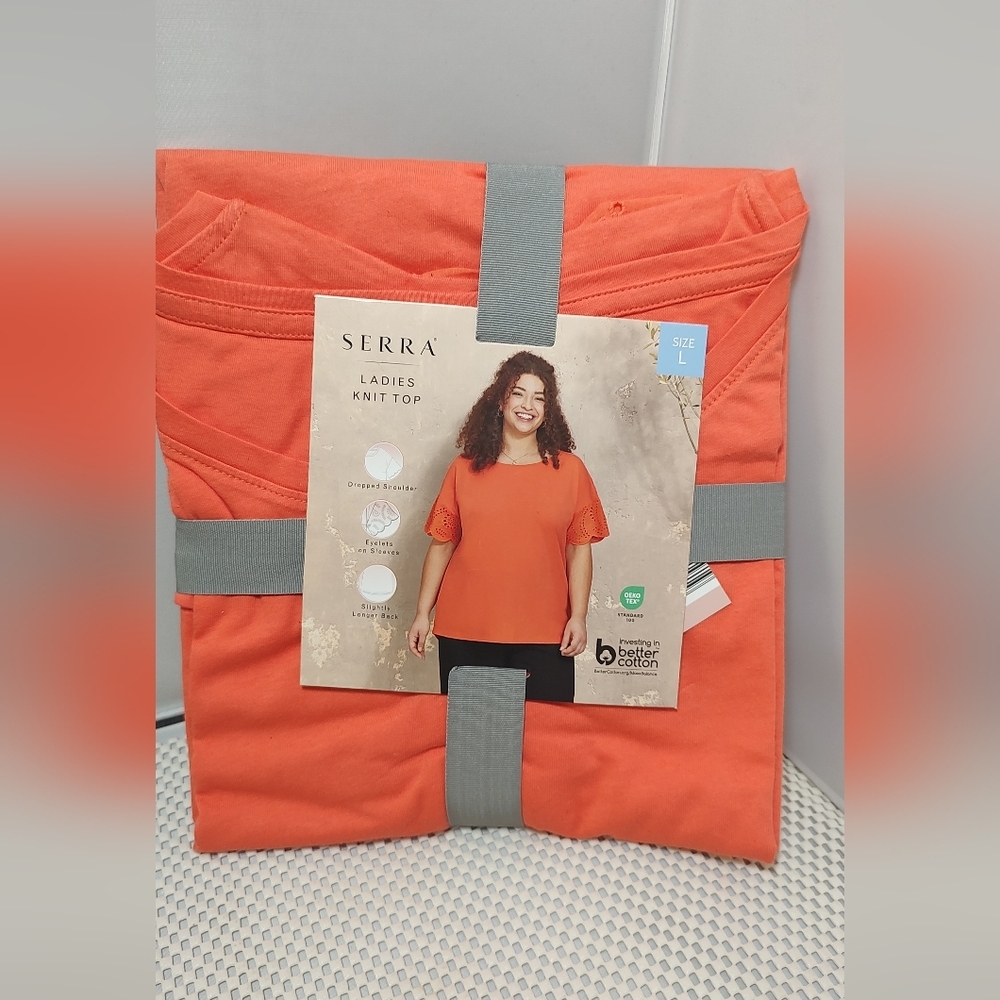 Serra Women's Size L (12-14) Knit Top Salmon/Orange NWT